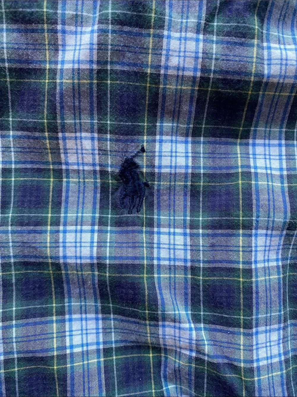 Ralph Lauren Plaid Button Down Shirt in Navy and Green Boys Sz Medium 10-12